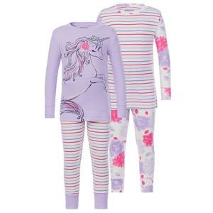 Kirkland Signature 4 Piece (2 Sets) Unicorn Long Sleeve PJ Pajama Set Toddler 4T